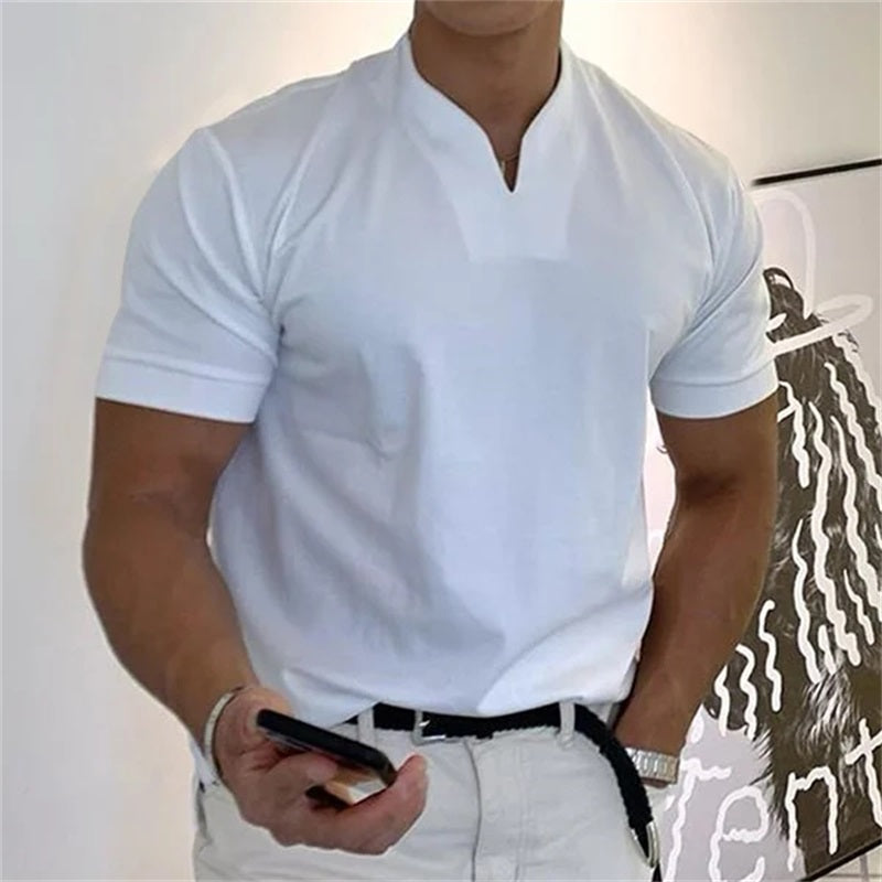 Icone™ MensShirt: Korte Mouw V-Hals Ontwerp Heren T-shirt