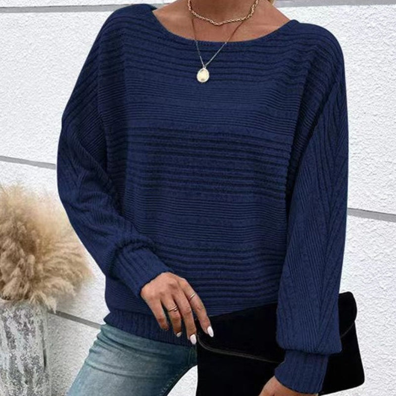 Icone™ CasualLongsleeves: Relaxte Pasvorm Stijlvol Gestreept Vleermuismouwen Casual Lange Mouwen Top