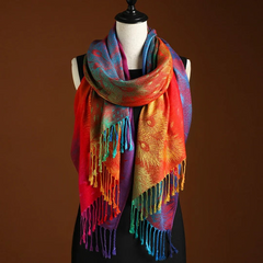 Icone™ ElegantScarf: Vrouwen's Levendige Kleurrijke Boheemse Tassel Elegante Sjaal