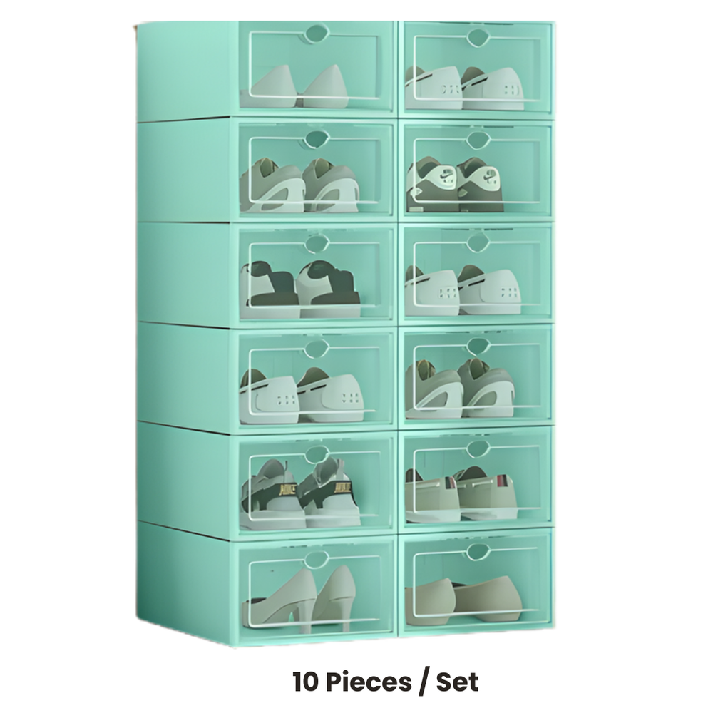 ShoeBox 5+5 GRATIS: Eenvoudige Toegang Stapelbare Transparante Flip-Bovenkant Schoenendoos Opslaglade