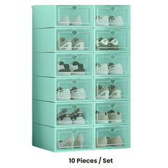 ShoeBox 5+5 GRATIS: Eenvoudige Toegang Stapelbare Transparante Flip-Bovenkant Schoenendoos Opslaglade