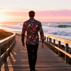 Icone™ RetroPolo: Disco Nacht Heren Lange Mouwen Vintage Retro Polo