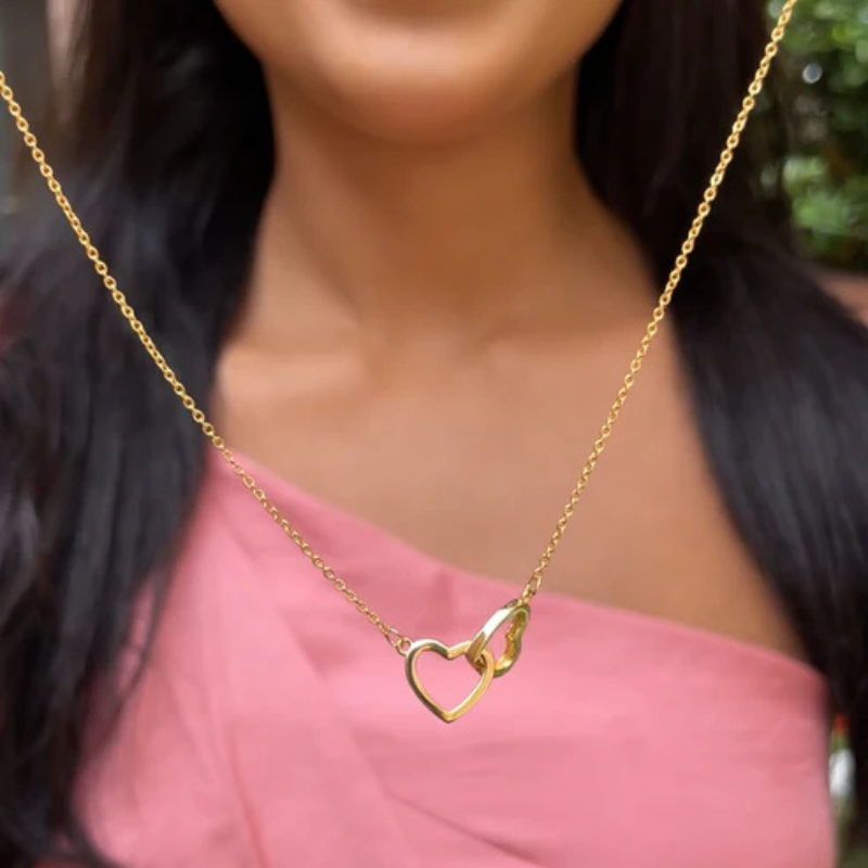 Jewelance™ TwinHearts – Roterende Roos Tweelingharten Ketting Cadeau Sieraden