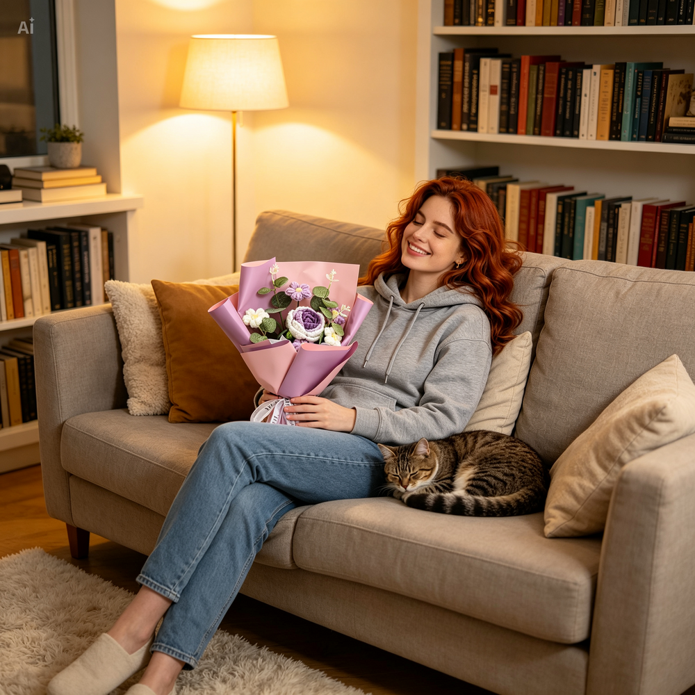 CrochetFlowers 1+1 GRATIS - Delicaat Kunstmatig Haakbloemenboeket