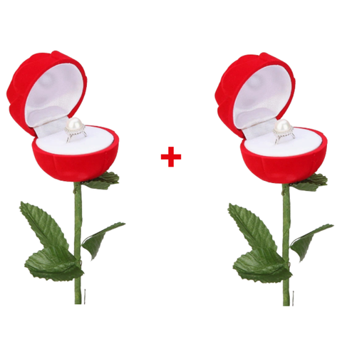 RingBox 1+1 GRATIS: Deluxe Romantische Rode Rozen Ringdoos Houder
