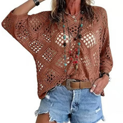 Icone™ CrochetCoverup: Bohemian Zomer Mid-Lengte Mouwen Coverup