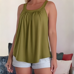 Icone™ SleevelessTop: Stijlvolle Zomer Effen Plissé Tank Mouwloze Bovenkant