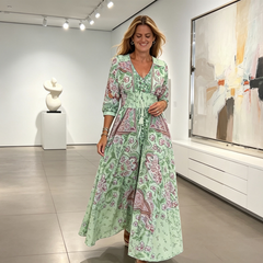 Icone™ LongDress: Elegante Comfortabele Bloemen V-Hals Lange Jurk