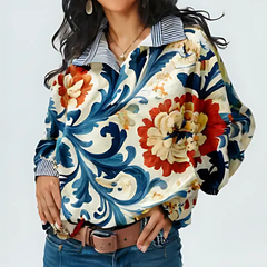 Icone™ FormalBlouse: Stijlvolle Lange Mouwen Unieke Print Formele Blouse