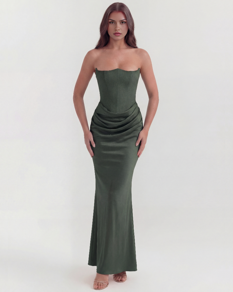 Icone™ VelvetDress: Strapless Maxi Elegante Bodycon Stijl Fluwelen Jurk