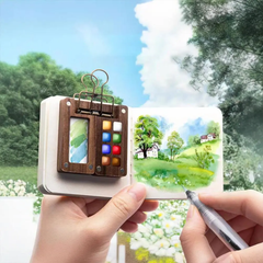PaintPalette: Mini Houten Draagbare Kunstenaars Verf Palette Doos