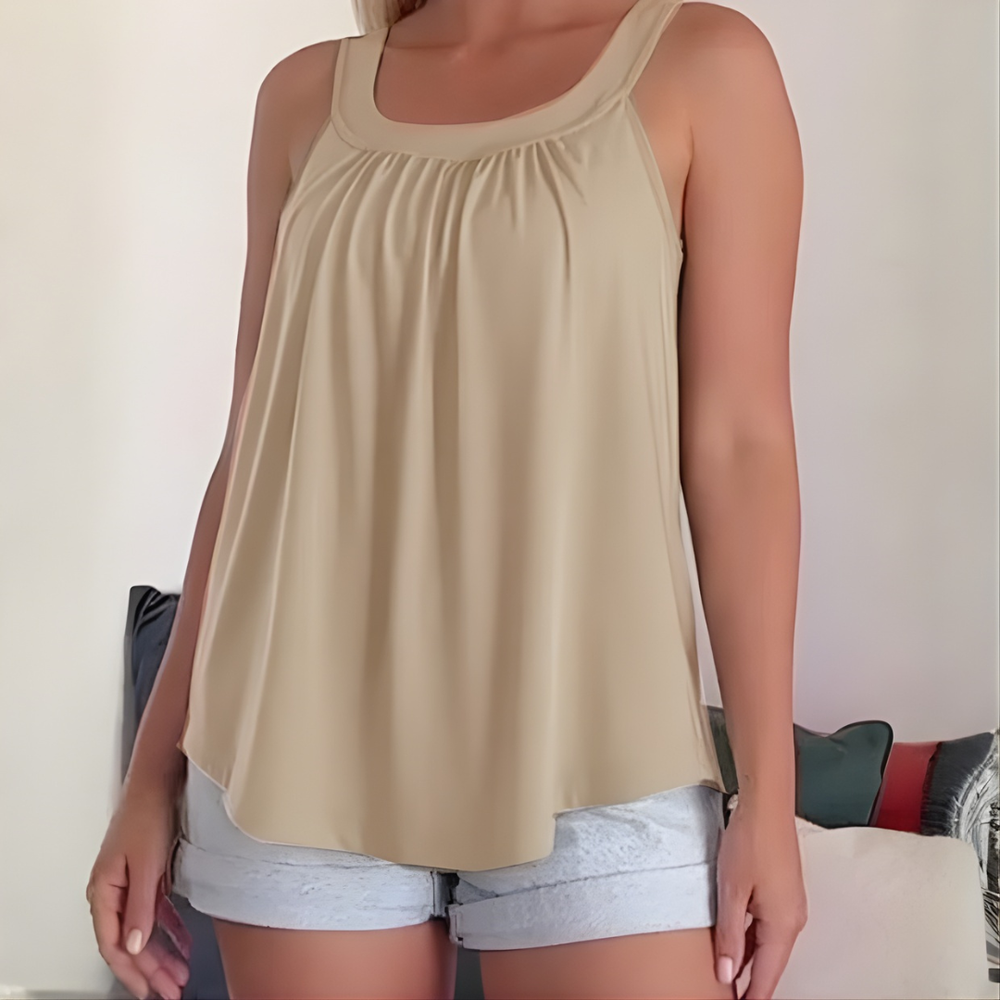 Icone™ SleevelessTop: Stijlvolle Zomer Effen Plissé Tank Mouwloze Bovenkant