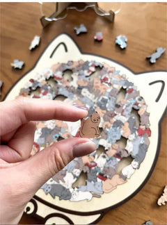 Kletshuts™CatPuzzle: Uniek Kat Puzzel Kleurrijk Houten Dier Legpuzzel