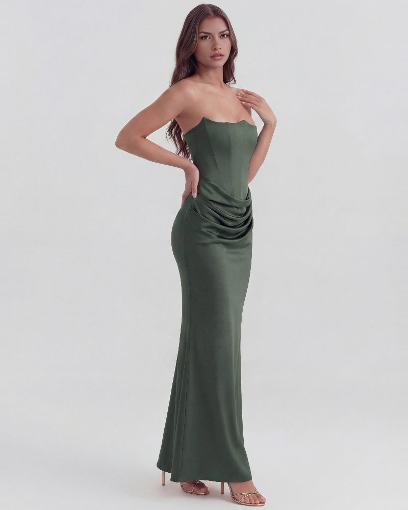 Icone™ VelvetDress: Strapless Maxi Elegante Bodycon Stijl Fluwelen Jurk