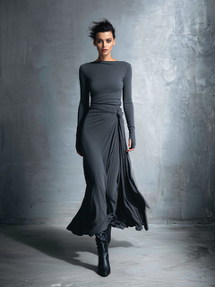 Icone™ MaxiDress: Zij-Knoop Wikkel Slank-Pasvorm Premium Lange Maxi Jurk