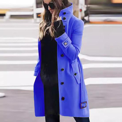 Icone™ StylishCoat: Veelzijdige Mid-Lengte Hoge Hals Gebuttonde Stijlvolle Jas