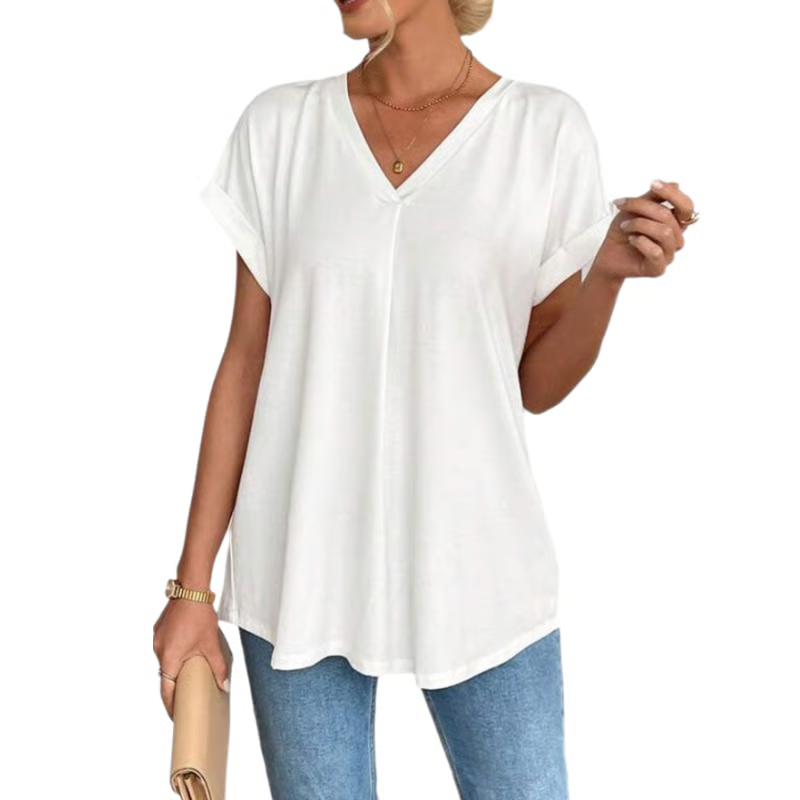 Icone™ SimpleTop - Eenvoudige Casual Ademend V-Hals Top Met Plissé Achterkant