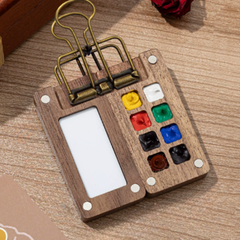 PaintPalette: Mini Houten Draagbare Kunstenaars Verf Palette Doos