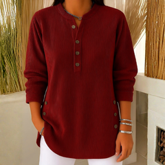 Icone™ CasualBlouse: Effen Kleur Stijlvolle Knopen Toevallig Bloes