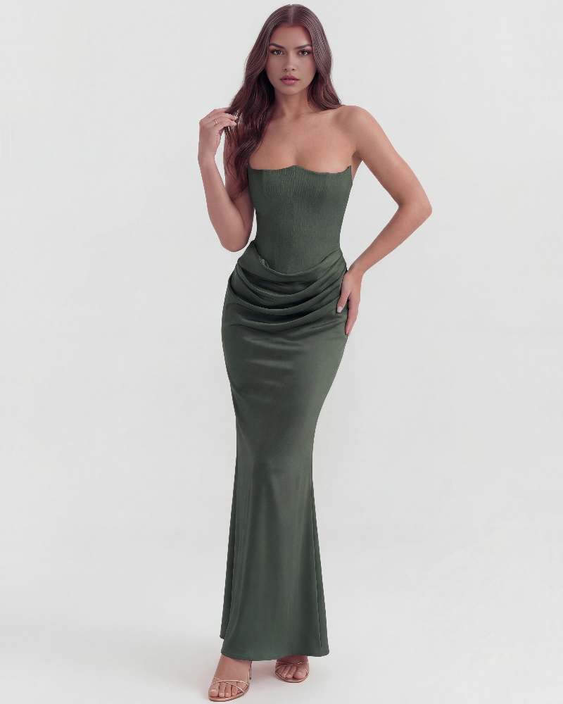 Icone™ VelvetDress: Strapless Maxi Elegante Bodycon Stijl Fluwelen Jurk