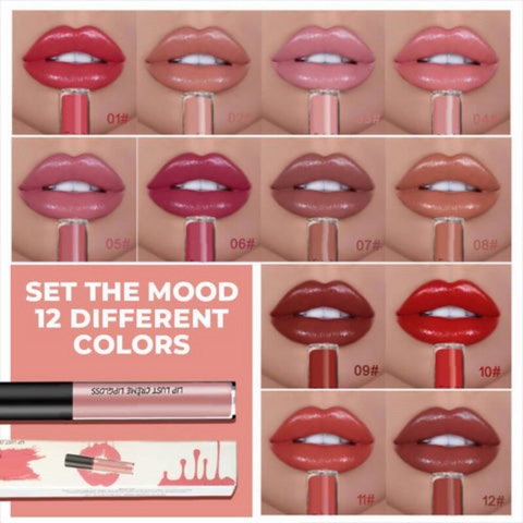 GlamGloss 6+6 GRATIS: Langdurige Romige Hydraterende Glam Gloss Vloeibare Lippenstift