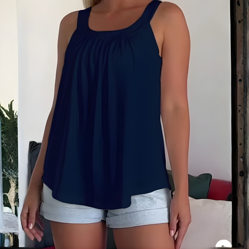 Icone™ SleevelessTop: Stijlvolle Zomer Effen Plissé Tank Mouwloze Bovenkant