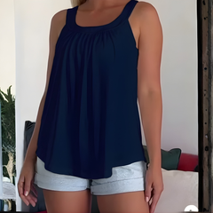 Icone™ SleevelessTop: Stijlvolle Zomer Effen Plissé Tank Mouwloze Bovenkant