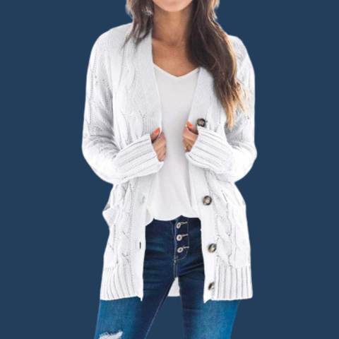 Icone™ KnittedCardigan: Dames Gezellig Lang Gebreid Vest
