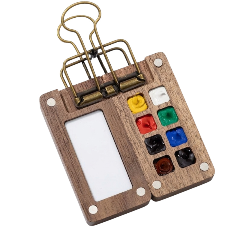 PaintPalette: Mini Houten Draagbare Kunstenaars Verf Palette Doos