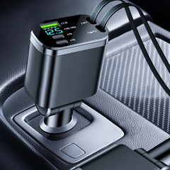 CarCharger: 5-In-1 Opladen Poort Intrekbaar Kabel Snel Auto Oplader