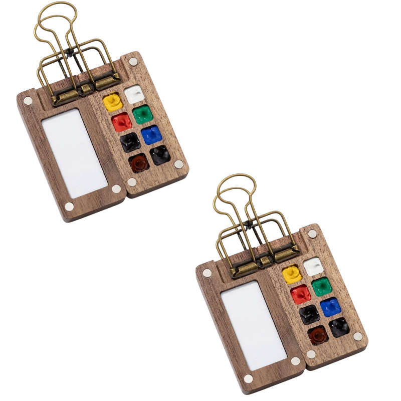PaintPalette: Mini Houten Draagbare Kunstenaars Verf Palette Doos