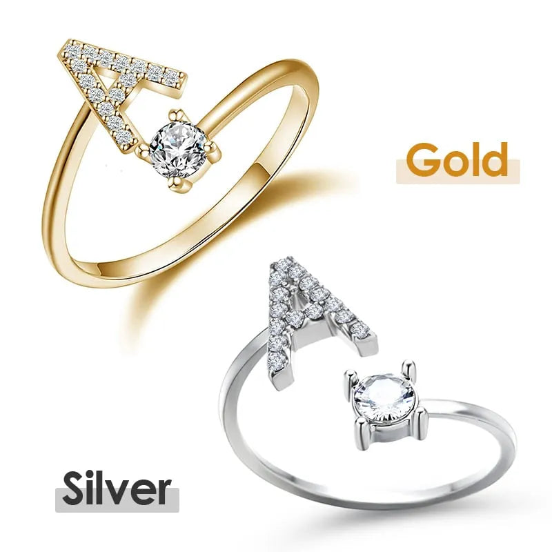 Jewelance™ InitialRing 1+1 GRATIS: Mode Delicate Zircon Steen Voorletter Ring