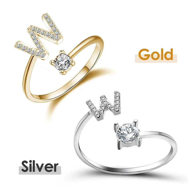 Jewelance™ InitialRing 1+1 GRATIS: Mode Delicate Zircon Steen Voorletter Ring