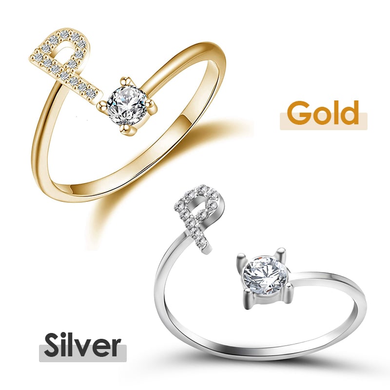 Jewelance™ InitialRing 1+1 GRATIS: Mode Delicate Zircon Steen Voorletter Ring