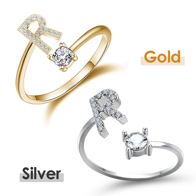 Jewelance™ InitialRing 1+1 GRATIS: Mode Delicate Zircon Steen Voorletter Ring