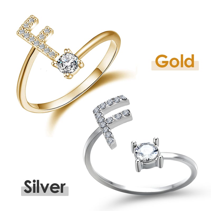 Jewelance™ InitialRing 1+1 GRATIS: Mode Delicate Zircon Steen Voorletter Ring