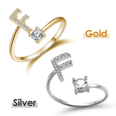 Jewelance™ InitialRing 1+1 GRATIS: Mode Delicate Zircon Steen Voorletter Ring