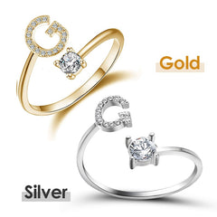 Jewelance™ InitialRing 1+1 GRATIS: Mode Delicate Zircon Steen Voorletter Ring