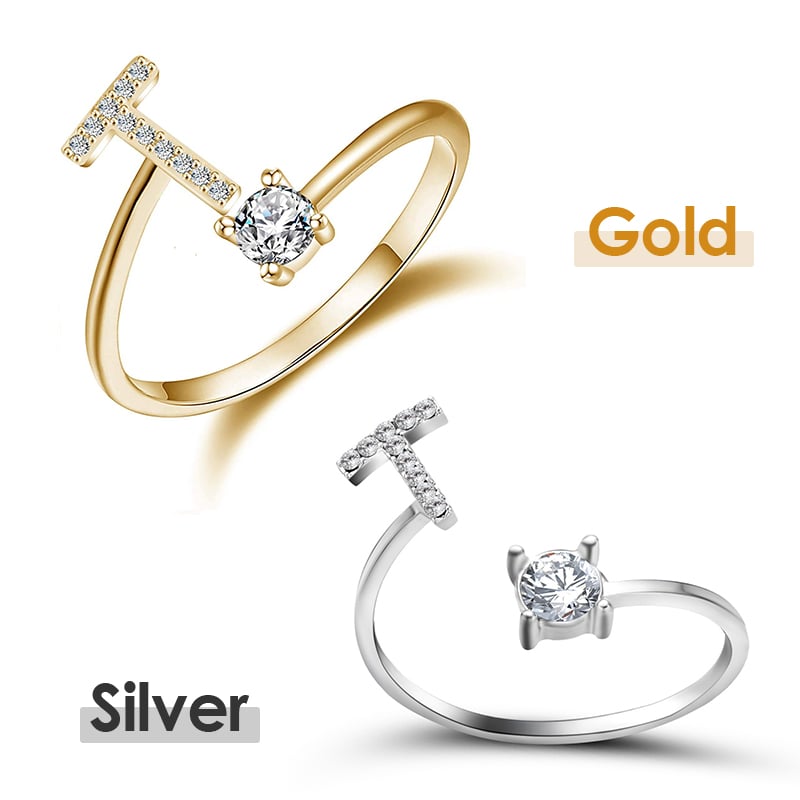 Jewelance™ InitialRing 1+1 GRATIS: Mode Delicate Zircon Steen Voorletter Ring