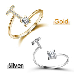 Jewelance™ InitialRing 1+1 GRATIS: Mode Delicate Zircon Steen Voorletter Ring
