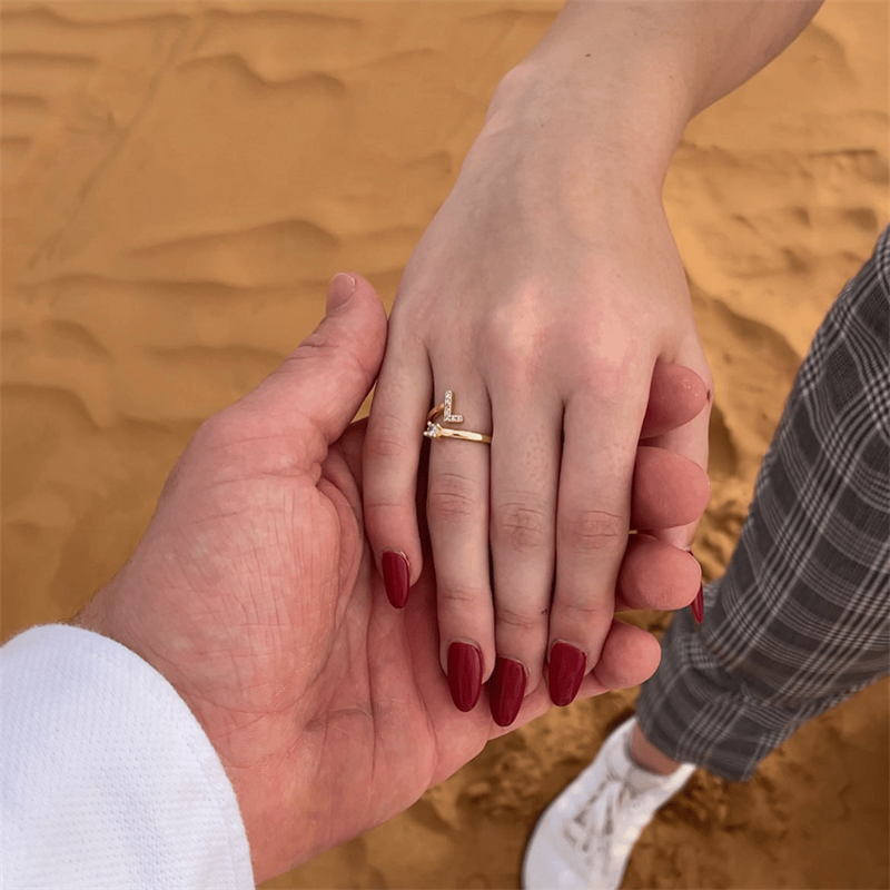 Jewelance™ InitialRing 1+1 GRATIS: Mode Delicate Zircon Steen Voorletter Ring