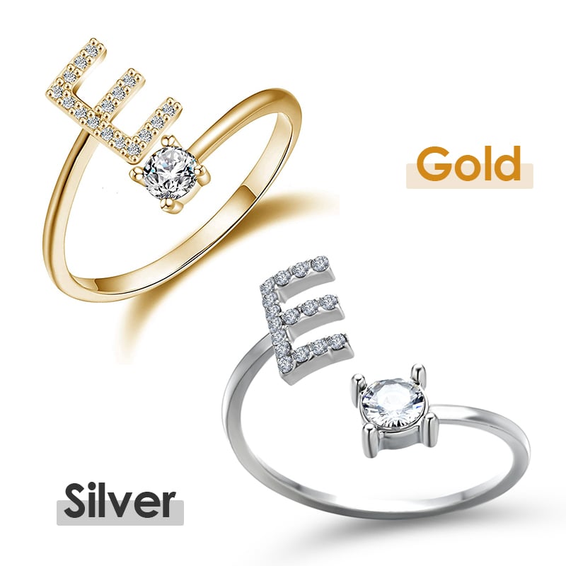 Jewelance™ InitialRing 1+1 GRATIS: Mode Delicate Zircon Steen Voorletter Ring
