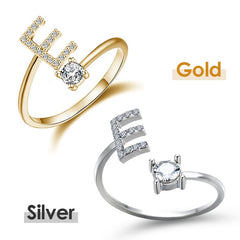 Jewelance™ InitialRing 1+1 GRATIS: Mode Delicate Zircon Steen Voorletter Ring