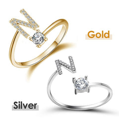 Jewelance™ InitialRing 1+1 GRATIS: Mode Delicate Zircon Steen Voorletter Ring