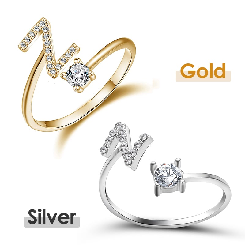 Jewelance™ InitialRing 1+1 GRATIS: Mode Delicate Zircon Steen Voorletter Ring