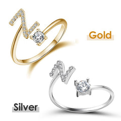Jewelance™ InitialRing 1+1 GRATIS: Mode Delicate Zircon Steen Voorletter Ring