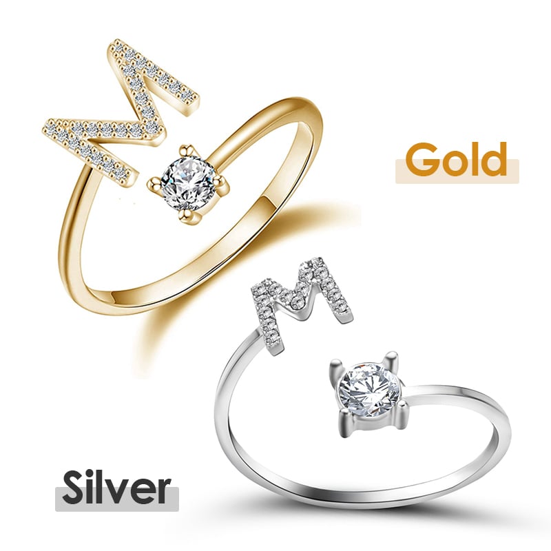 Jewelance™ InitialRing 1+1 GRATIS: Mode Delicate Zircon Steen Voorletter Ring