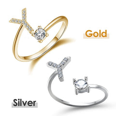 Jewelance™ InitialRing 1+1 GRATIS: Mode Delicate Zircon Steen Voorletter Ring