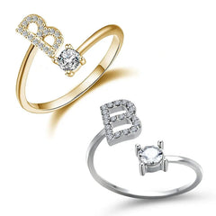 Jewelance™ InitialRing 1+1 GRATIS: Mode Delicate Zircon Steen Voorletter Ring
