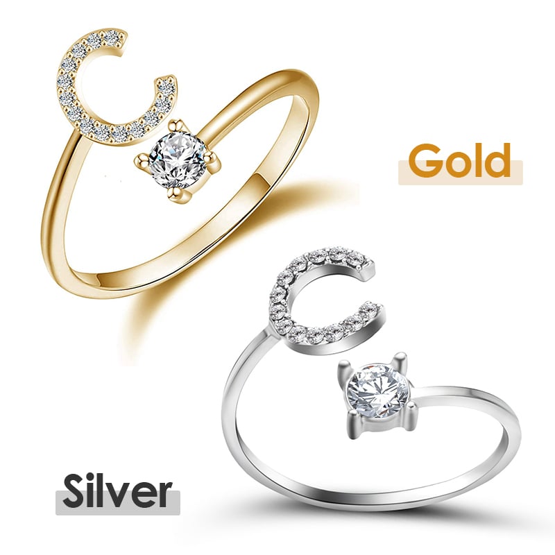 Jewelance™ InitialRing 1+1 GRATIS: Mode Delicate Zircon Steen Voorletter Ring